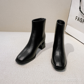 bottines demi talon en daim noir de bonne qualité